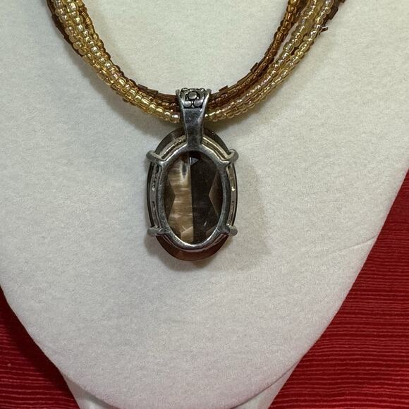 Vintage Premiere Designs Signed Solano Pendant Multi-Strand Glass Seed Bead - Picture 4 of 5